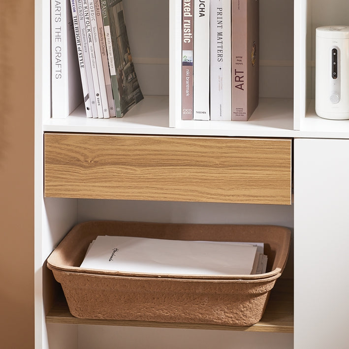 SoBuy | Scaffale con cassetti | Libreria a ripiani | Scaffale a colonna bianco | STR11-WN