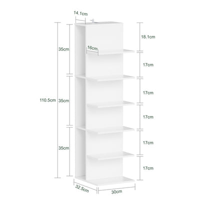 SoBuy | Bücherregal Weiß Schmal | STR14-W