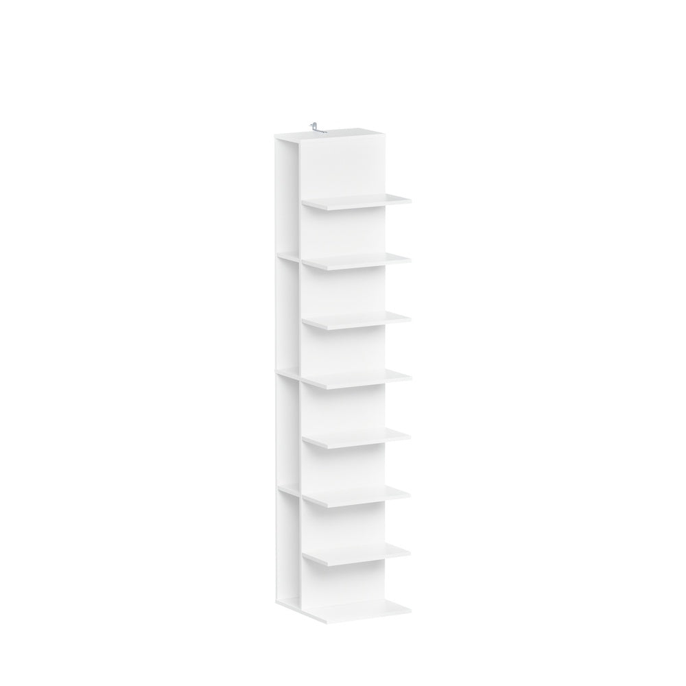 SoBuy | Schmales Bücherregal Weiß mit 7 Fächern | STR14-H-W