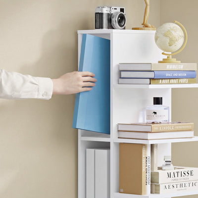 SoBuy | Schmales Bücherregal Weiß mit 7 Fächern | STR14-H-W
