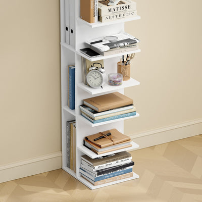 SoBuy | Schmales Bücherregal Weiß mit 7 Fächern | STR14-H-W