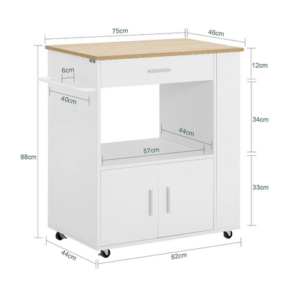 SoBuy | Carrello da cucina Carrello di servizio | Bianco | 82x88x46cm | FKW113-WN