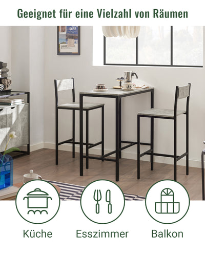 SoBuy | Table de bar avec 2 tabourets | Ensemble table de bar | 3 pièces | OGT03-HG 