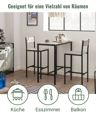 SoBuy | Bartisch mit 2 Hockern | Bartisch set | 3-teilig | OGT03-HG