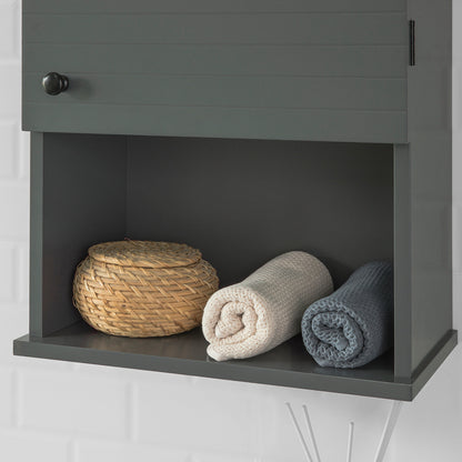 Prévente | SoBuy | Armoire murale de salle de bain | Meuble mural | Armoire à pharmacie | Gris foncé | BZR25-DG