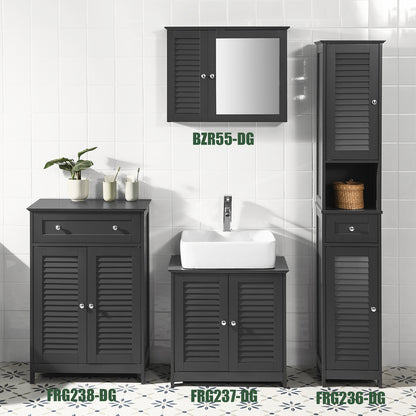 SoBuy | Armoire de salle de bain haute | Meuble de salle de bain | Étagère de salle de bain grise | FRG236-DG