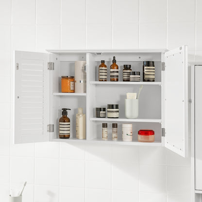 SoBuy | Armoire à miroir | Armoire murale avec porte miroir | Meuble de salle de bain blanc | BZR55-W