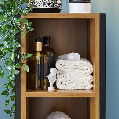 SoBuy | Armoire de salle de bain haute | Meuble de salle de bain | Étagère de salle de bain vintage | BZR62-PF
