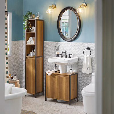 SoBuy | Meuble-lavabo | Armoire de salle de bain | Lavabo | BZR63-II-PF
