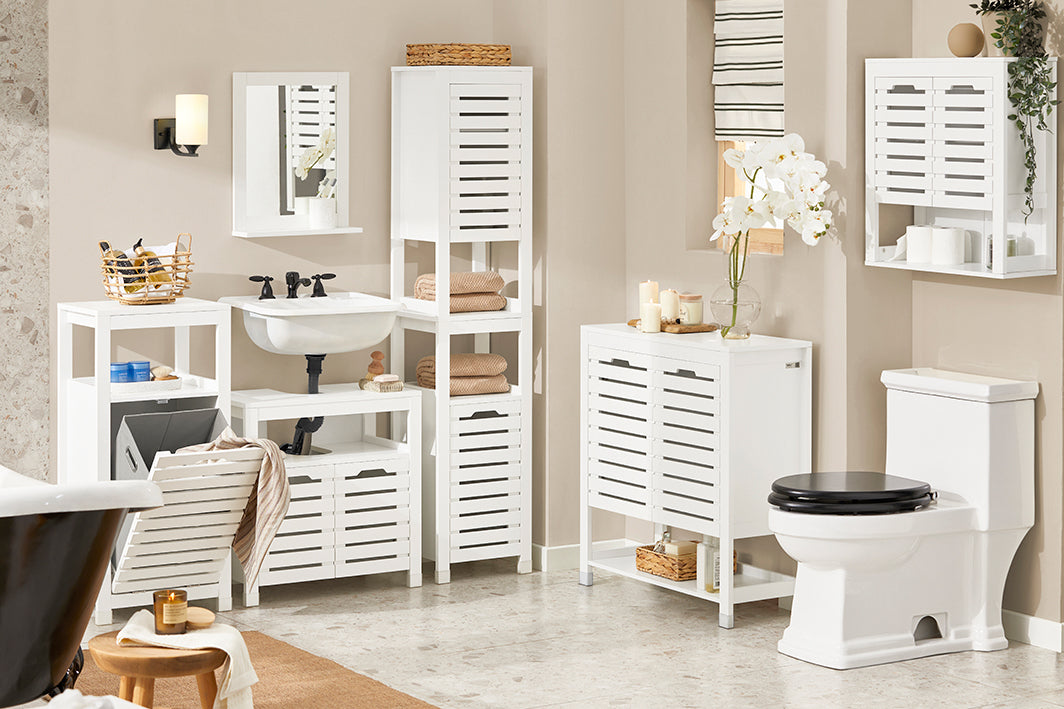 SoBuy | Armoire à linge avec sac à linge | Panier à linge | Blanc | BZR67-W