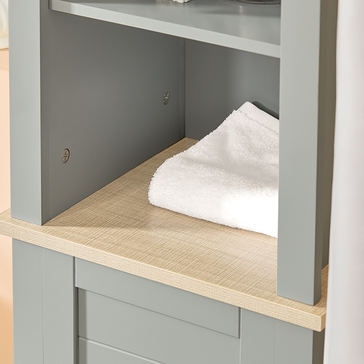SoBuy | Armoire de salle de bain haute | Meuble de salle de bain | Étagère de salle de bain | Unité de rangement pour salle de bain | BZR68-HG