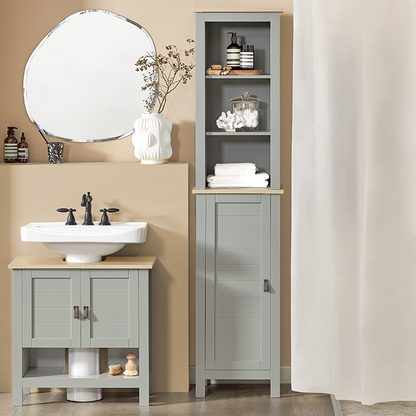 SoBuy | Armoire de salle de bain haute | Meuble de salle de bain | Étagère de salle de bain | Unité de rangement pour salle de bain | BZR68-HG