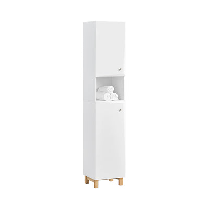 SoBuy | Armoire de salle de bain haute | Meuble de salle de bain | Étagère de salle de bain | Meubles de salle de bain blancs | BZR91-W