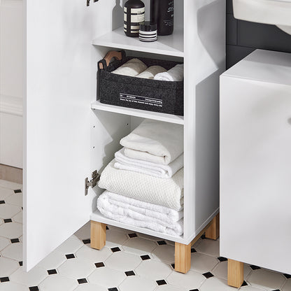 SoBuy | Armoire de salle de bain haute | Meuble de salle de bain | Étagère de salle de bain | Meubles de salle de bain blancs | BZR91-W