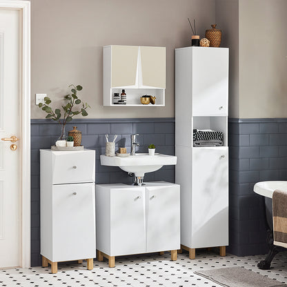 SoBuy | Armoire de salle de bain haute | Meuble de salle de bain | Étagère de salle de bain | Meubles de salle de bain blancs | BZR91-W