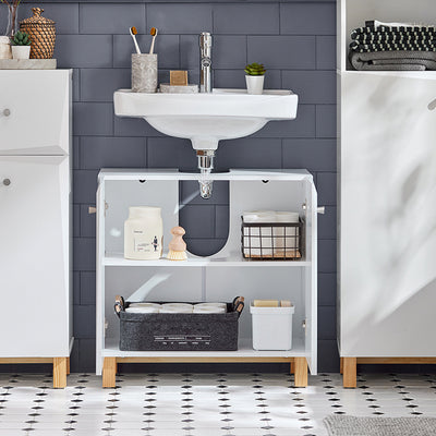 SoBuy | Meuble-lavabo | Meuble de salle de bain | Vasque | Meuble bas blanc | BZR92-W