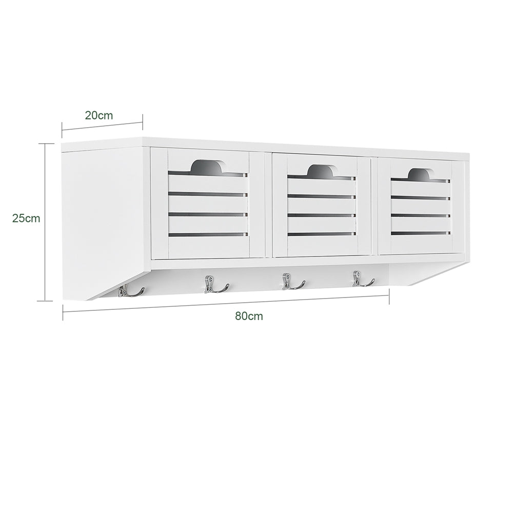 SoBuy | Porte-manteau mural | Étagère suspendue | Porte-manteau d'entrée blanc | FHK19-W