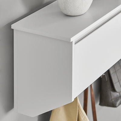 SoBuy | Porte-manteau mural | Étagère suspendue | Porte-manteau d'entrée blanc | FHK24-W