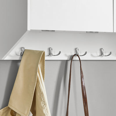 SoBuy | Porte-manteau mural | Étagère suspendue | Porte-manteau d'entrée blanc | FHK24-W