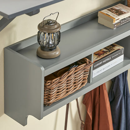 SoBuy | Porte-manteau mural | Étagère suspendue | Porte-manteau d'entrée gris clair | FHK28-HG