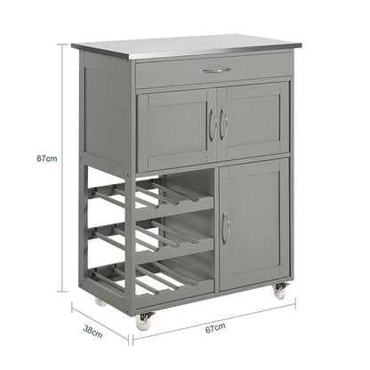 Chariot de service SoBuy avec étagères à bouteilles, chariot de cuisine gris clair 67 x 86 x 38 cm FKW45-HG