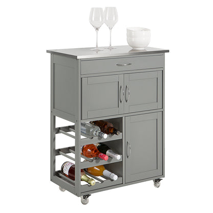 Chariot de service SoBuy avec étagères à bouteilles, chariot de cuisine gris clair 67 x 86 x 38 cm FKW45-HG