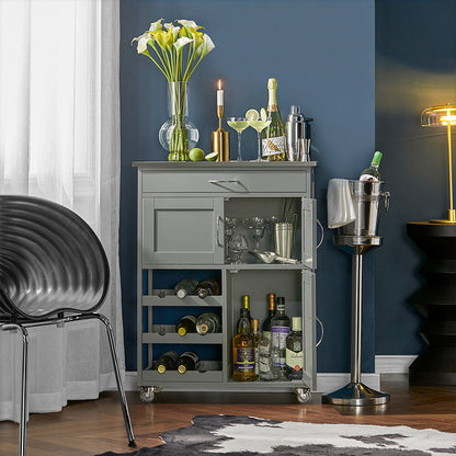 Chariot de service SoBuy avec étagères à bouteilles, chariot de cuisine gris clair 67 x 86 x 38 cm FKW45-HG