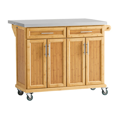 SoBuy | Kücheninsel | Küchenwagen mit erweiterbarer Arbeitsfläche | Küchenschrank Bambus | FKW69-N