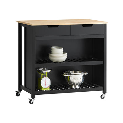 SoBuy | Îlot de cuisine | Meuble de cuisine | Chariot de cuisine | Noir naturel | FKW74-SCH