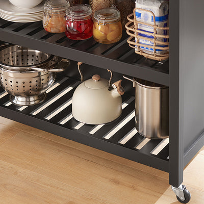 SoBuy | Îlot de cuisine | Meuble de cuisine | Chariot de cuisine | Noir naturel | FKW74-SCH