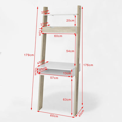 SoBuy | Bücherregal mit Schreibtisch | Wandregal | Standregal Holz | FRG111-WN