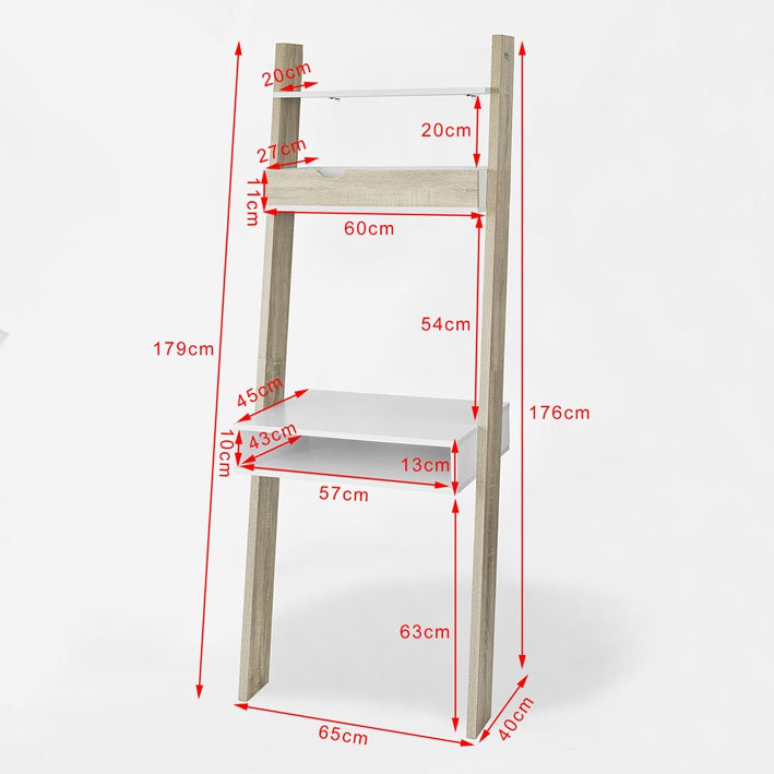 SoBuy | Bücherregal mit Schreibtisch | Wandregal | Standregal Holz | FRG111-WN