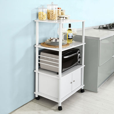 SoBuy | Meuble micro-ondes | Meuble de cuisine | Meuble multifonction blanc | FRG12-W
