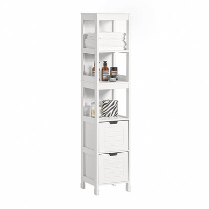 SoBuy | Bad Hochschrank | Badschrank Weiß | Badezimmermöbel Landhaus | FRG126-W