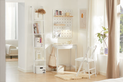 SoBuy | Étagère échelle | Étagère d'escalier | Étagère de salle de bain blanche | FRG15-W