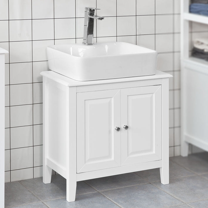 SoBuy | Meuble-lavabo blanc | Armoire de salle de bain | Style champêtre | FRG202-W 