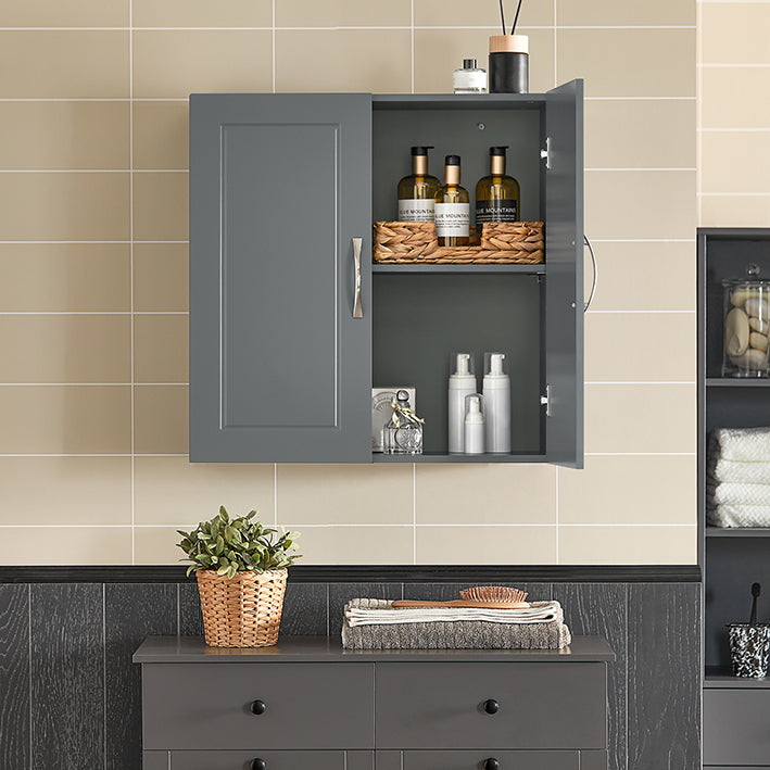 SoBuy | Armoire murale | Armoire suspendue | Meuble de salle de bain gris | Armoire à pharmacie | FRG231-DG 