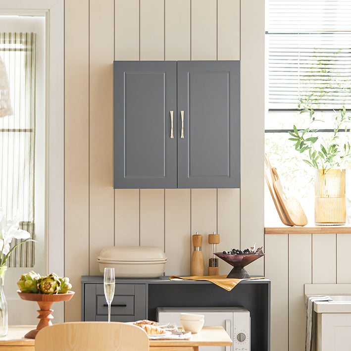 SoBuy | Armoire murale | Armoire suspendue | Meuble de salle de bain gris | Armoire à pharmacie | FRG231-DG 