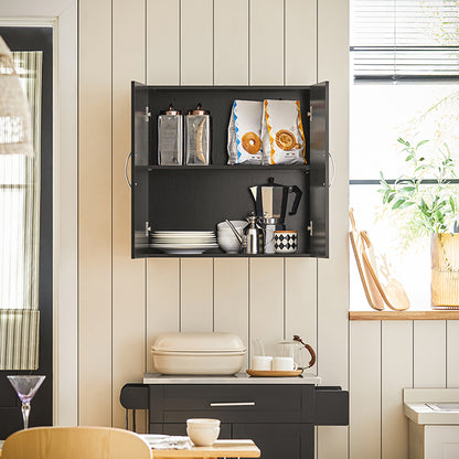 SoBuy | Armoire murale | Armoire suspendue | Armoire de salle de bain noire | Armoire à pharmacie | FRG231-SCH 