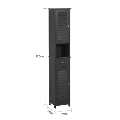 SoBuy | Armoire de salle de bain haute | Meuble de salle de bain | Étagère de salle de bain grise | FRG236-DG