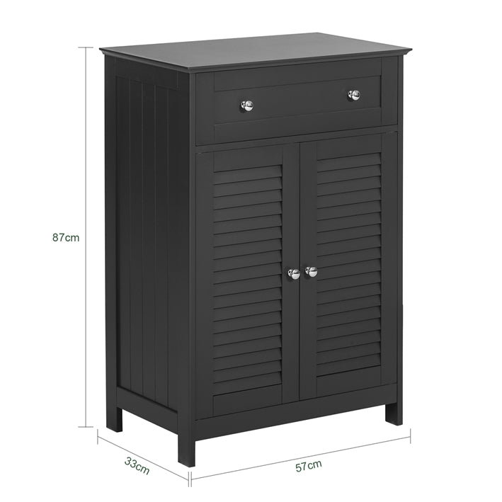 SoBuy | Commode de salle de bain | Meuble de salle de bain | Buffet gris foncé | FRG238-DG