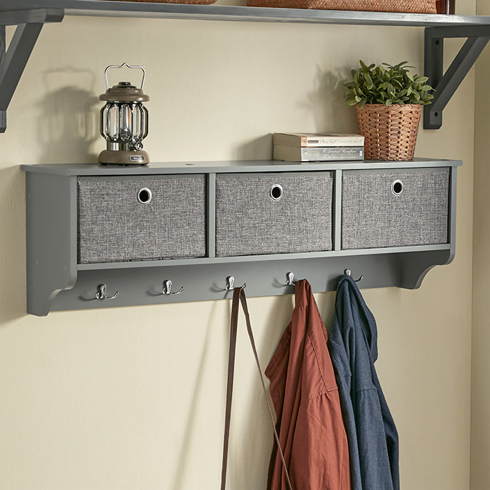SoBuy | Wandgarderobe | Kleiderhaken | Flurgarderobe Hellgrau | FRG282-HG