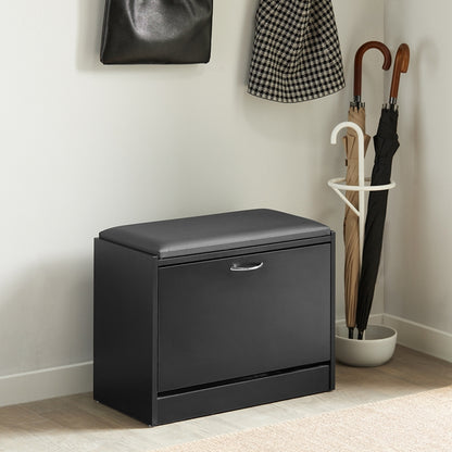 SoBuy | Meuble à chaussures | Banc à chaussures avec étagère à chaussures | Noir | FSR16-SCH