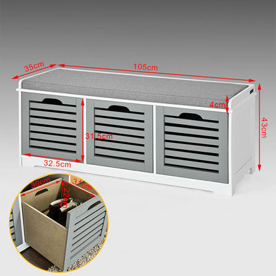 SoBuy | Banc à chaussures avec coussin d'assise | Coffre à chaussures | Banc de rangement gris | FSR23-HG