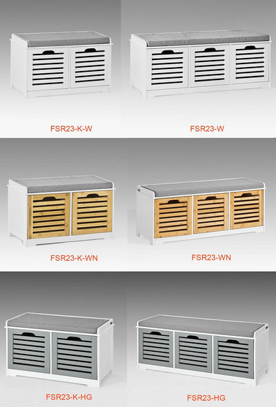 SoBuy | Banc avec coussin d'assise | Coffre à chaussures en bambou | Banc de rangement blanc | FSR23-K-WN 