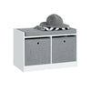 SoBuy | Coffre de rangement | Boîte à chaussures | Banc avec 2 paniers | Blanc-gris | FSR65-K-DG 