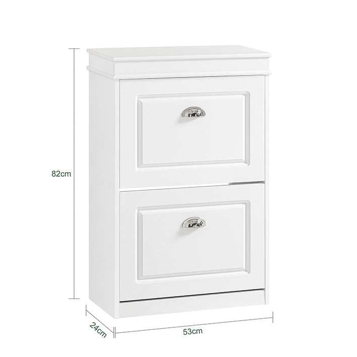 SoBuy | Schuhkipper | Schuhschrank mit 2 Klappen | Schuhkommode Weiß | FSR78-W