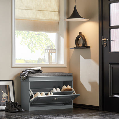 SoBuy | Meuble à chaussures | Banc à chaussures | Coffre à chaussures | Rangement à chaussures Gris clair | FSR82-L-HG