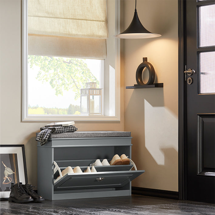 SoBuy | Meuble à chaussures | Banc à chaussures | Coffre à chaussures | Rangement à chaussures Gris clair | FSR82-L-HG