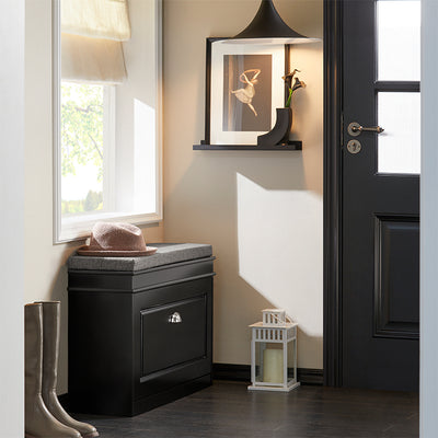 SoBuy | Étagère à chaussures | Banc à chaussures | Banc | Coffre à chaussures | Armoire à chaussures noire | FSR82-L-SCH